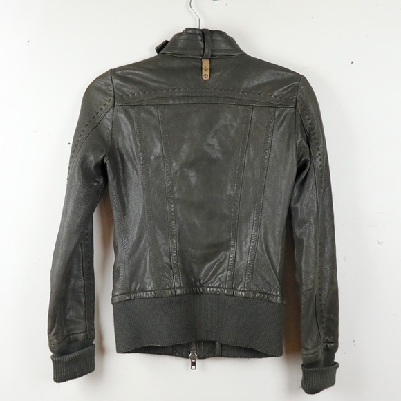 Artizia x Mackage Dark Olive Green Leather Jacket - Picture 3 of 5